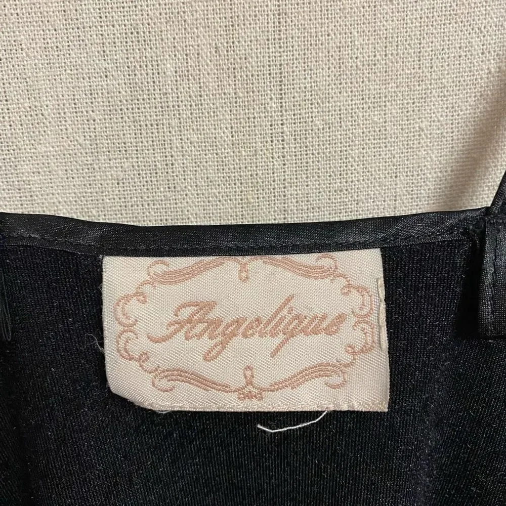 Vintage Angelique Velour Black Slip Dress - Picture 5 of 5
